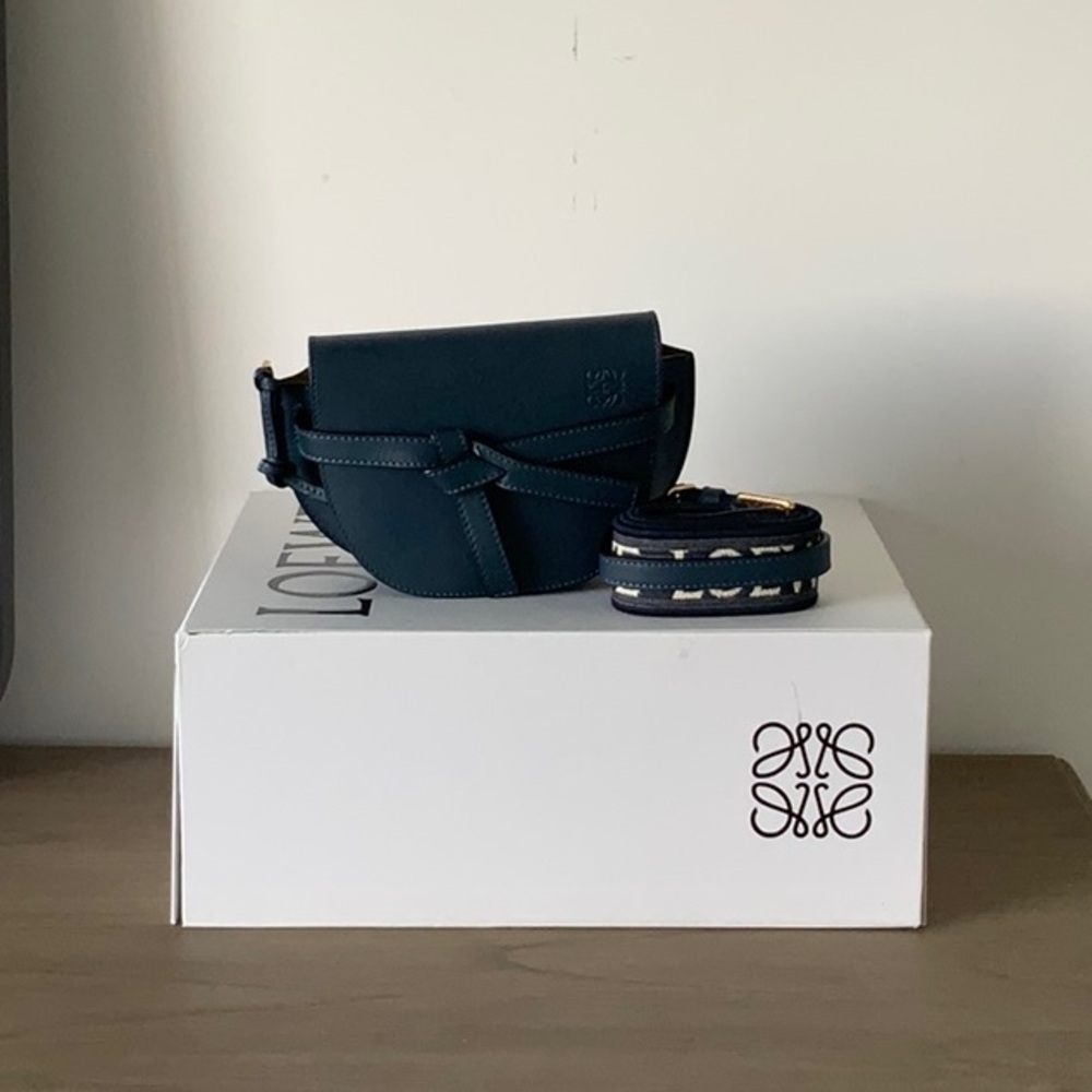 Mini Gate Dual bag in soft calfskin and jacquard